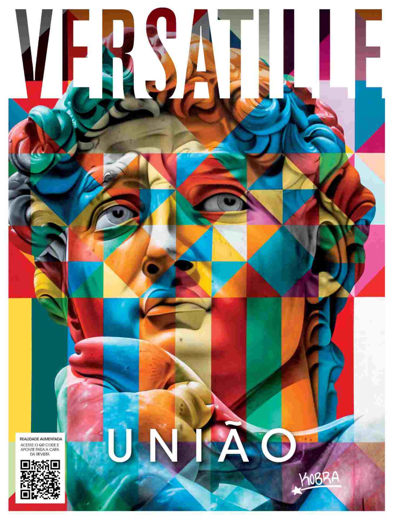 Capa da nova edição da revista Versatille, com QR Code que traz realidade aumentada