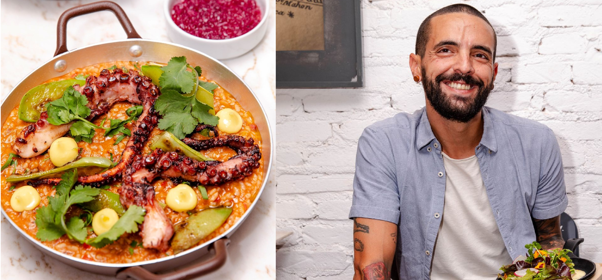 Arroz Basco de Brasa e o chef Gustavo Série, do Basq