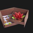 Caixa cartonada com flor de lótus da Renata Arassiro Chocolates