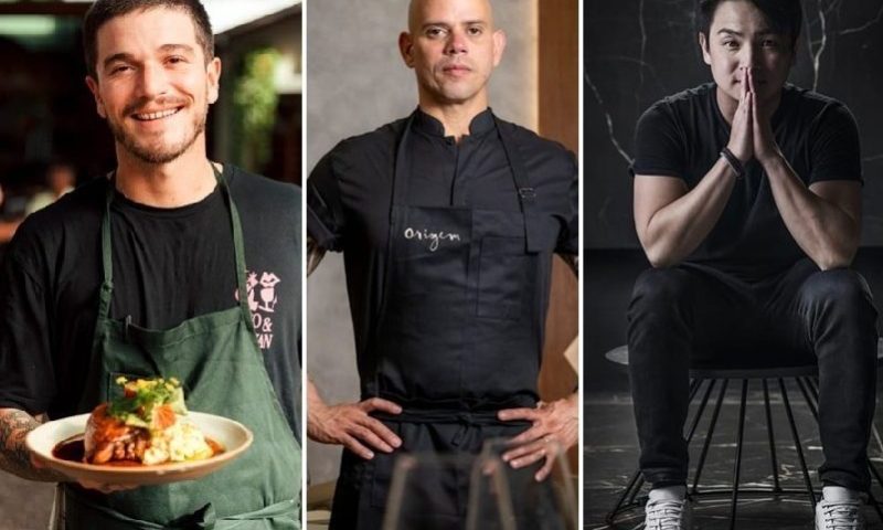 Os chefs Pedro Godoy, Fabrício Lemos e Danilo Takigawa
