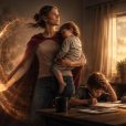 mãe superpoderosa, em imagem criada por inteligência artificial