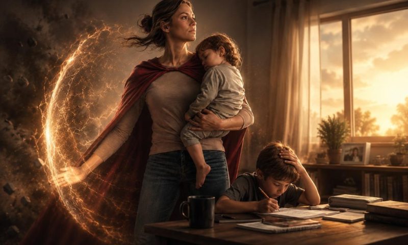 mãe superpoderosa, em imagem criada por inteligência artificial