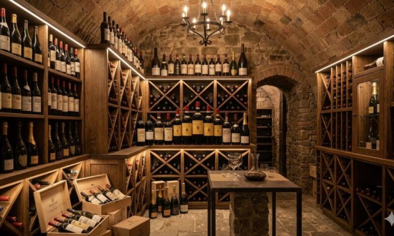 Adega com vinhos