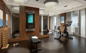Academia dentro da Skyview Regent Suite, que terá spa particular e serviços exclusivos (divulgação)
