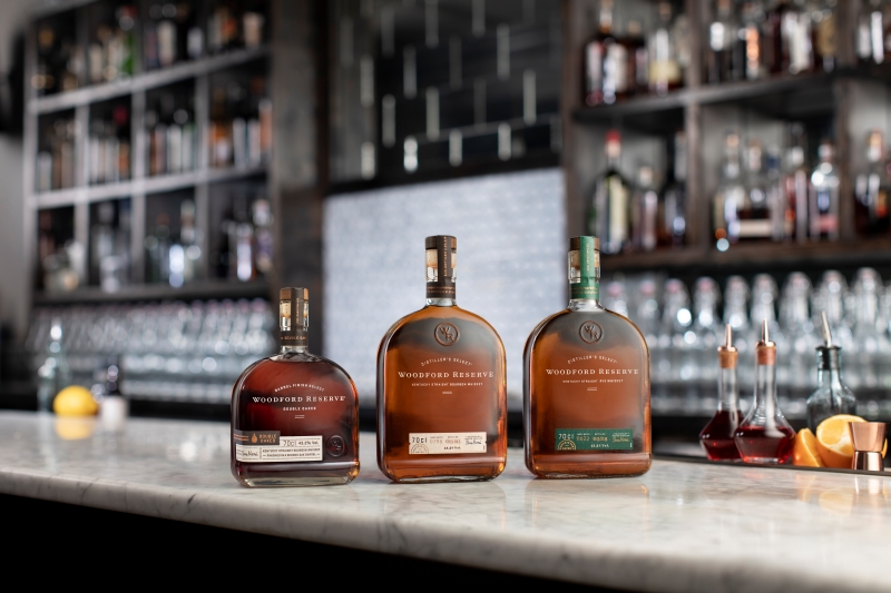 Três rótulos lançados no Brasil pela Woodford Reserve (divulçação)